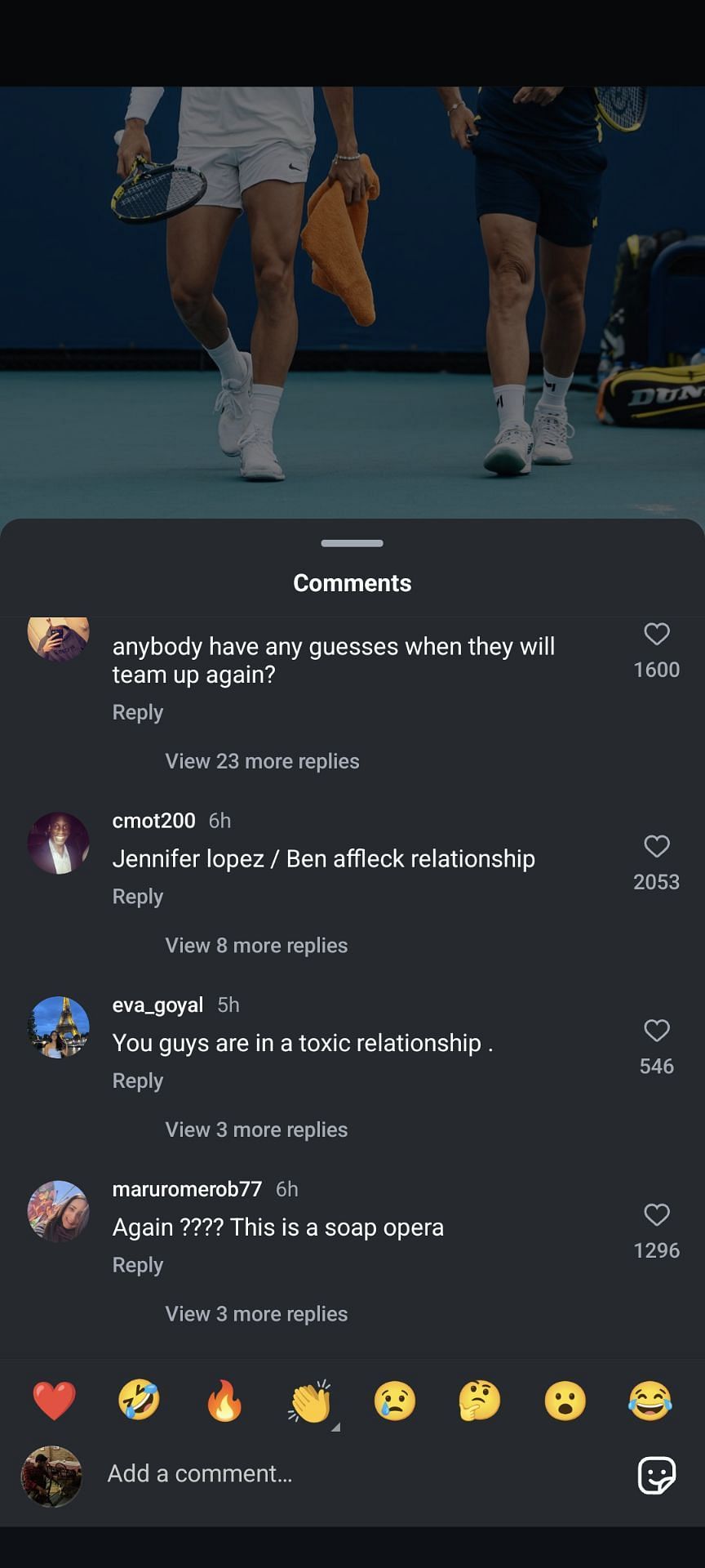 Fan reactions to Patrick Mouratoglou's Instagram post about split with Holger Rune. (Instagram @patrickmouratoglou)